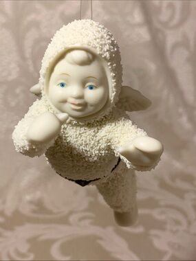 Snow Babies Angel Fairy  Ornament Trinket Box with Textured Flock Finish